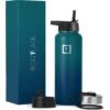 IRON ??FLASK Sports Water Bottle ?C 40oz. 3 Lids (Straw Lid). Leak Proof ?C Stainless Steel Gym & Sport Bottles for Men. Women & Kids ?C Double Walled. Insulated Thermos. Metal Canteen