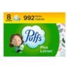 Puffs Plus Lotion Facial Tissues. 8 Family Boxes. 124 Facial Tissues per Box